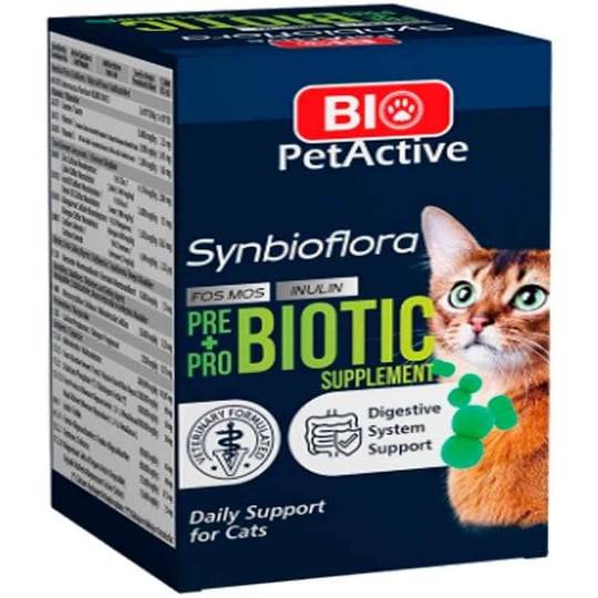 BioPetActive, Synbioflora, პრებიოტიკები & პრობიოტიკები კატებისთვის, 30გრ, 60 აბი