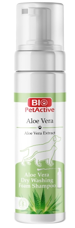 BioPetActive, ალოე ვერას მშრალი წმენდის ქაფი-შამპუნი კატებისთვის და ძაღლებისთვის, 200 მლ