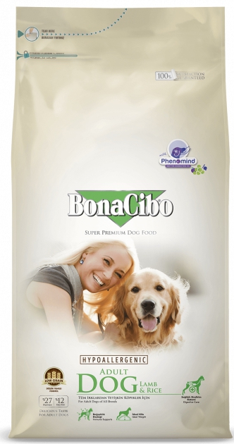 BonaCibo, მშრალი საკვები ძაღლისთვის, ბატკნითა და ბრინჯით, 15 კგ