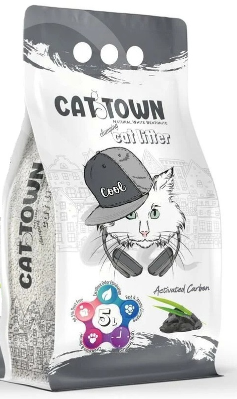 Cat Town, კატის ქვიშა აქტივირებული ნახშირბადით, 5 ლ