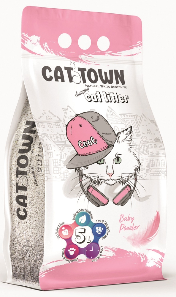 Cat Town, კატის ქვიშა ბავშვის პუდრას არომატით, 5 ლ