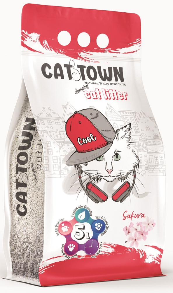 Cat Town, კატის ქვიშა საკურას არომატით, 5 ლ