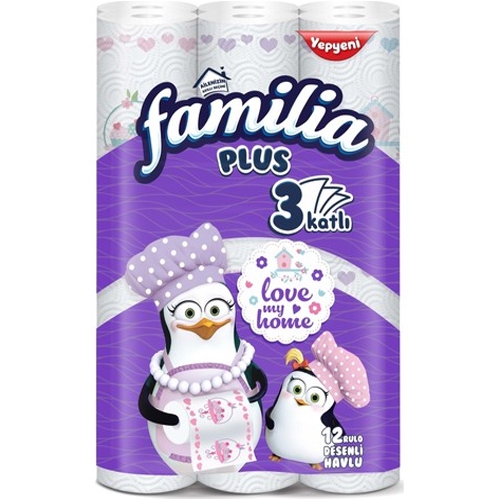 Familia Plus, სამზარეულოს ქაღალდი, დეკორატიული, 3 ფენა, 12 ც.