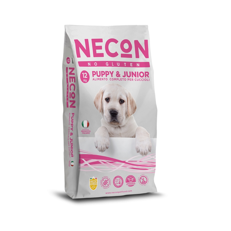 NECON Pet Food, მშრალი საკვები ლეკვებისთვის ღორის ხორცით, 12 კგ