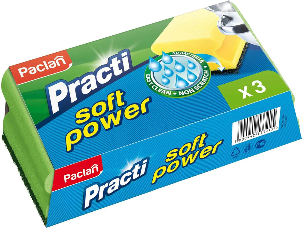 Paclan Practi Soft Power, ჭურჭლის საწმენდი ღრუბელი, 1 ც.