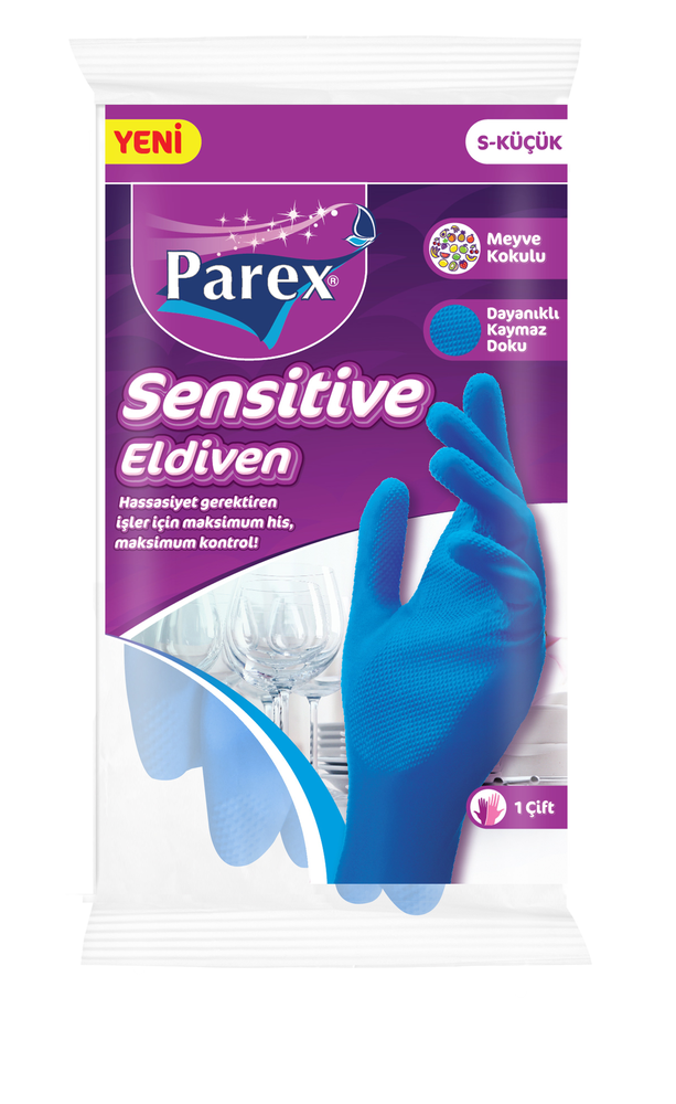 Parex-Sensitive Gloves ლატექსი ხელთათმანი ვანილის სურნელით. S.