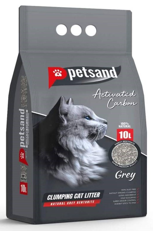 Petsand, კატის ქვიშა აქტივირებული ნახშირბადით, 10 ლ