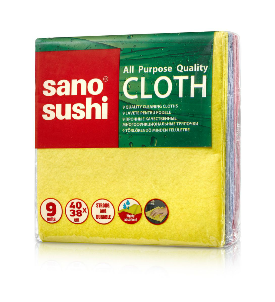 Sano Sushi, მრავალფუნქციური საწმენდი ტილო, 38x40 სმ, 9 ც.