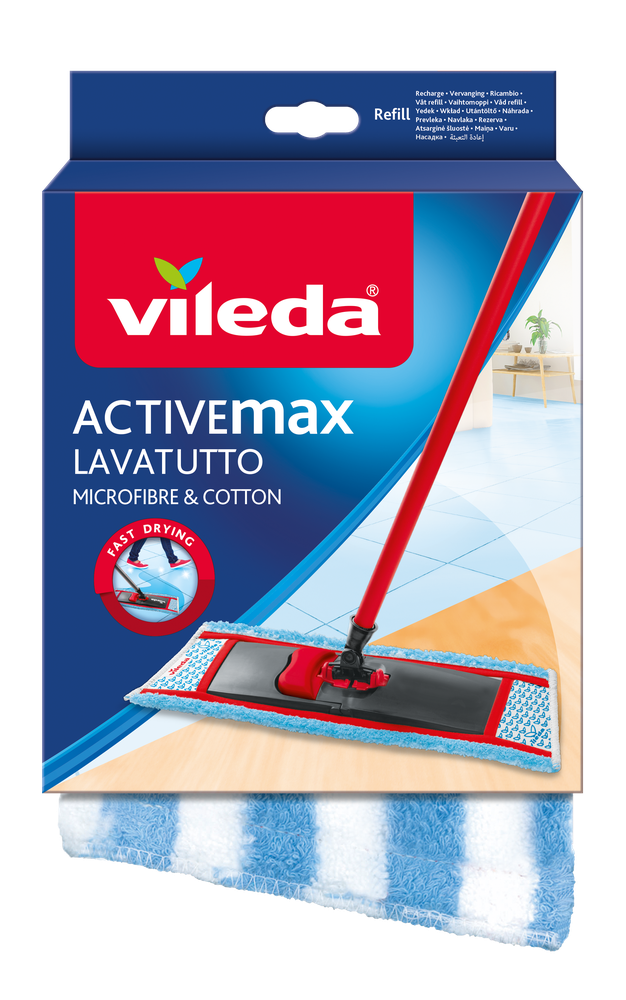 Vileda Active Max, იატაკის საწმენდი ჯოხის (მოპის) სათადარიგო ტილო.