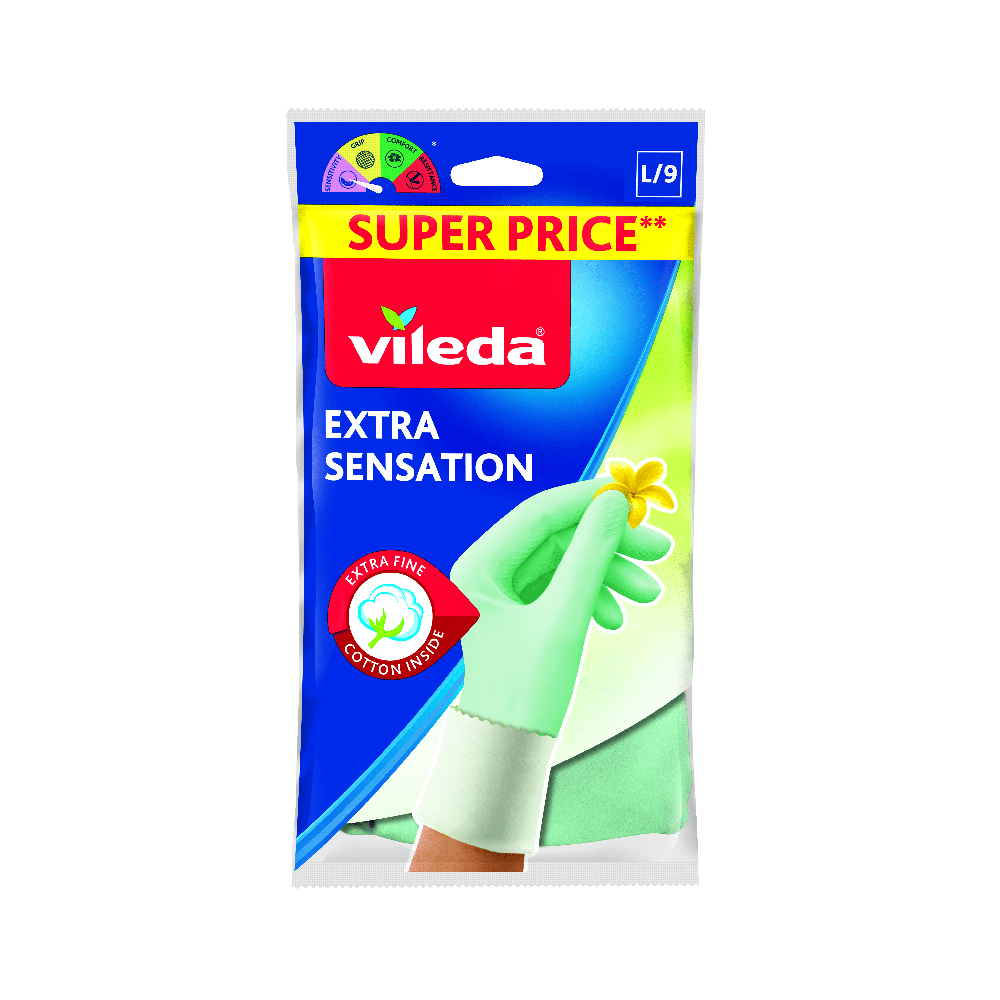 Vileda Extra Sensation, ლატექსის ხელთათმანი, 1 წყვილი, L.