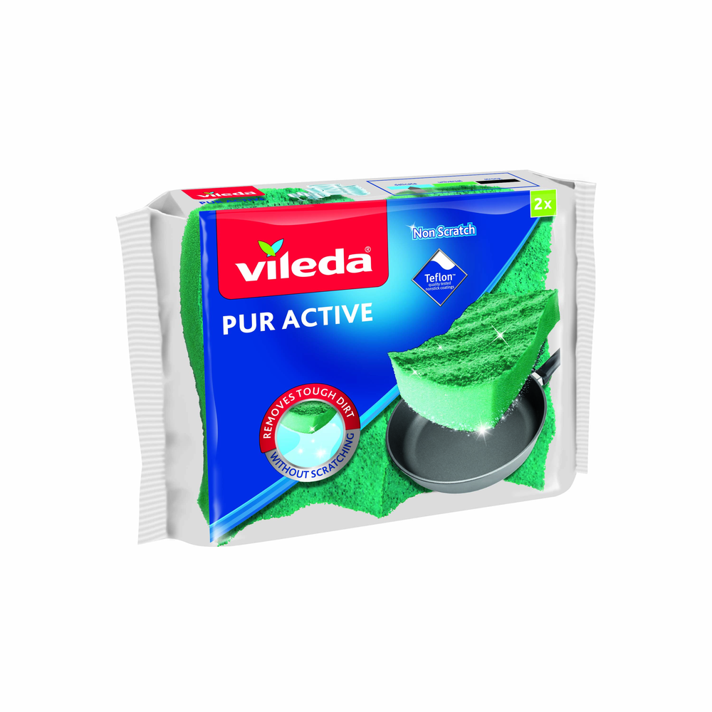 Vileda Pure Active, ტეფლონის ზედაპირების საწმენდი ღრუბელი, 2 ც.