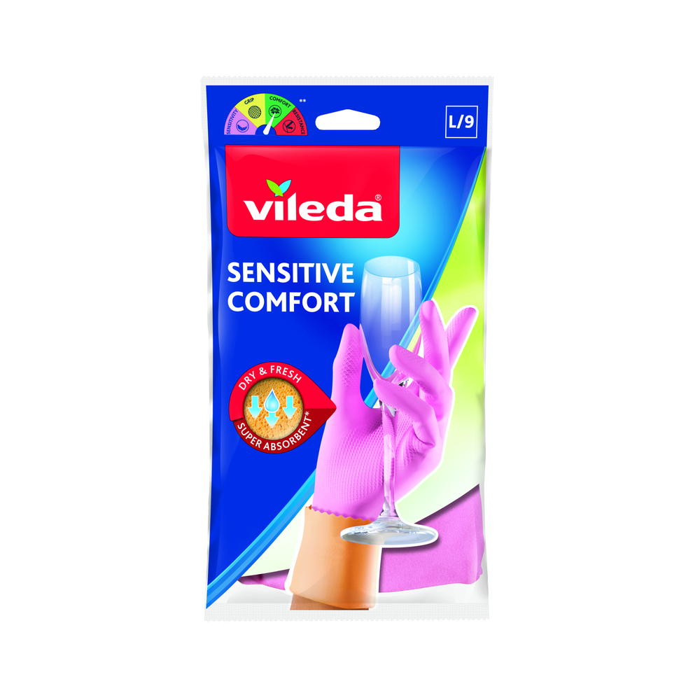 Vileda Sensitive Comfort, ლატექსის ხელთათმანი, 1 წყვილი, L.