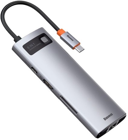 ადაპტერი Baseus Metal Gleam Series 8-in-1 Type-C Hub Docking Station Gray