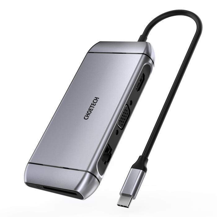 ადაპტერი Choetech HUB-M15 9-In-1 USB-C to HDMI Multiport Adapter Docking Station Silver