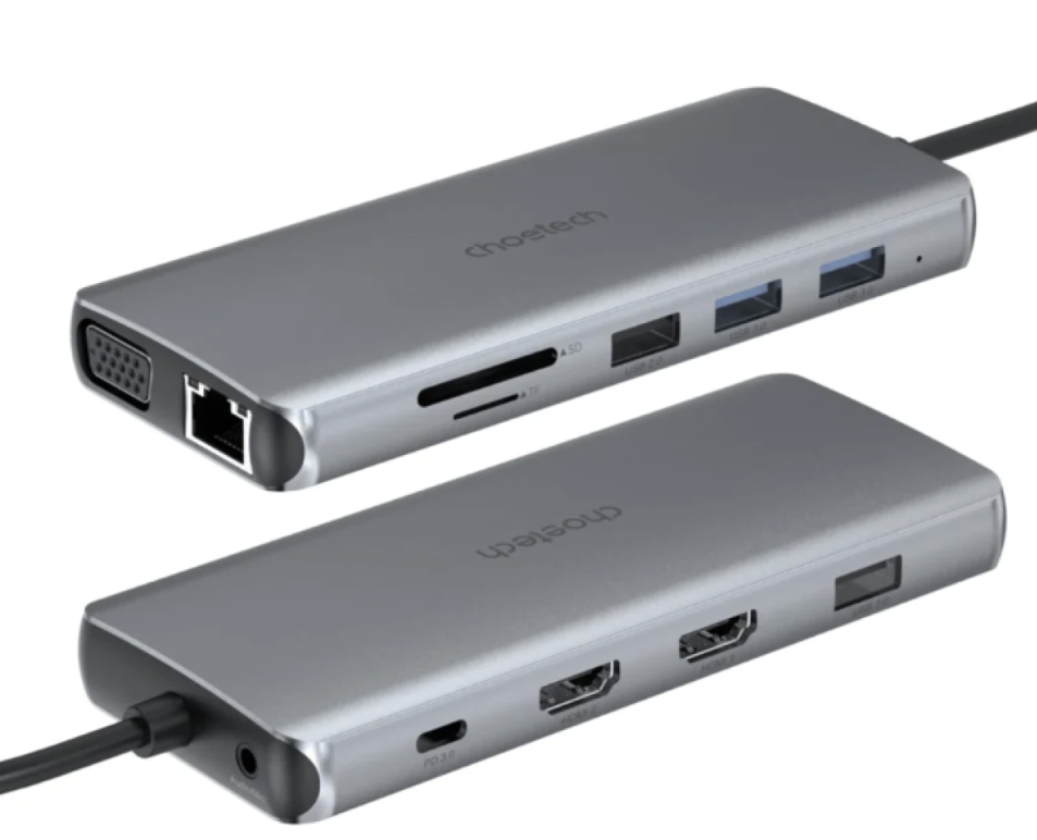 ადაპტერი Choetech HUB-M26 12-In-1 USB-C Multiport Adapter Silver