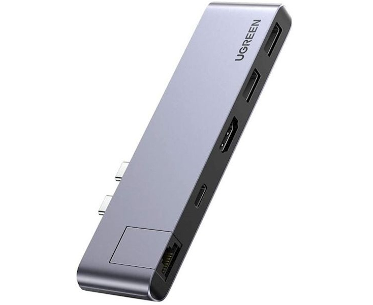 ადაპტერი დოკი Ugreen CM218 USB Type-C to HDMI + RJ45 Apple MacBook Pro Laptop Accessories Dock Gray