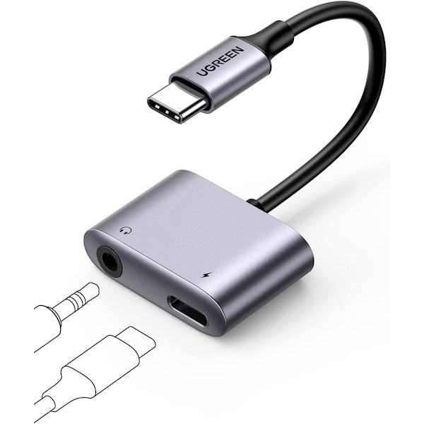 აუდიო ადაპტერი Ugreen CM231 (60164) USB-C to 3.5mm Audio Adapter with PD Silver