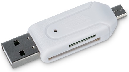 ბარათის წამკითხველი Forever microSD and SD card reader USB + micro USB White