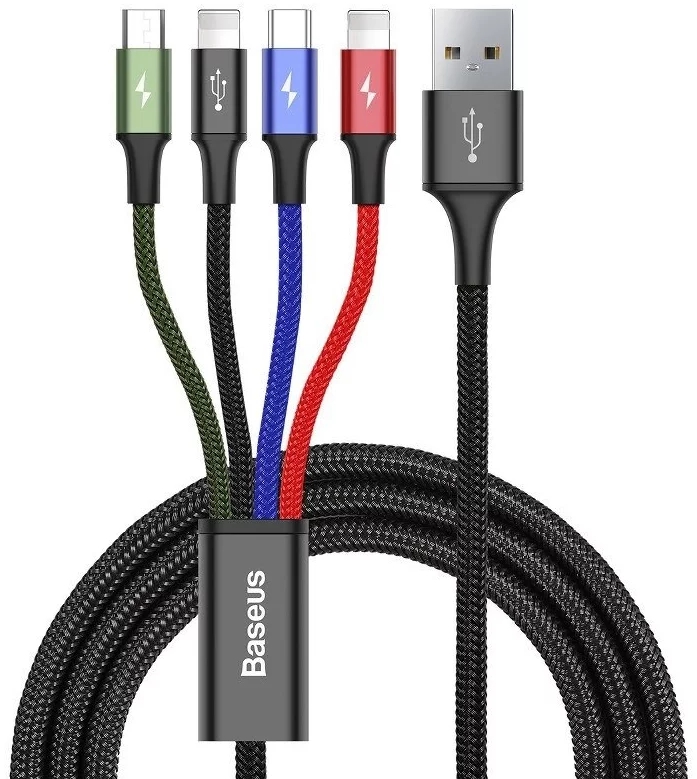 კაბელი Baseus BRA013122 4-in-1 1.2m 3.5A Cable Black