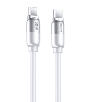 კაბელი Remax RC-C037 C-C Capsule Series Type-C to Type-C 30 W Fast Charging Data Cable 1.2m White