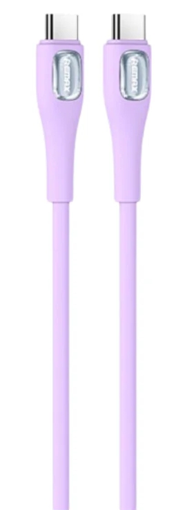 კაბელი Remax RC-C098 Crystal Series USB Type-C to Type-C 65 W Fast Charging Data Cable 1m Purple