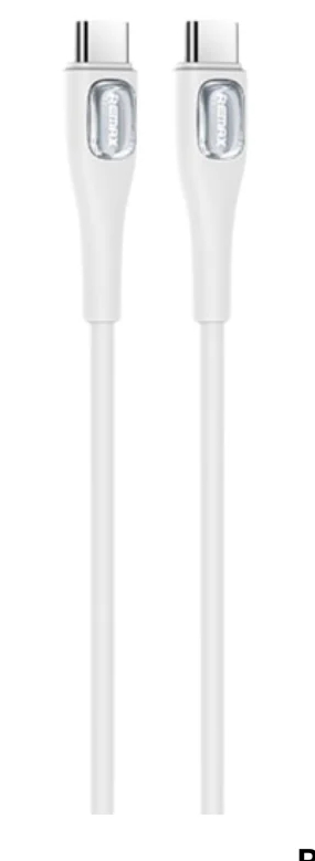 კაბელი Remax RC-C098 Crystal Series USB Type-C to Type-C 65 W Fast Charging Data Cable 1m White