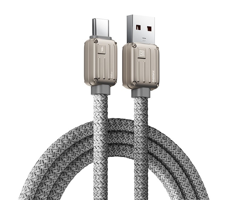 კაბელი Remax RC-C158 Bagcase Series Type-C To Type-A 60 W Fast Charging Data Cable 1.2m Gray