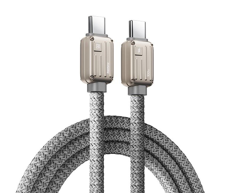 კაბელი Remax RC-C159 C-C Bagcase Series Type-C To Type-C 100 W Fast Charging Data Cable 1.2m Gray