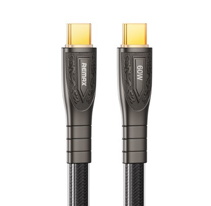 კაბელი Remax RC-C166 Prime Series Type-C To Type-C 60 W Fast Charging Data 1.2m Cable Black