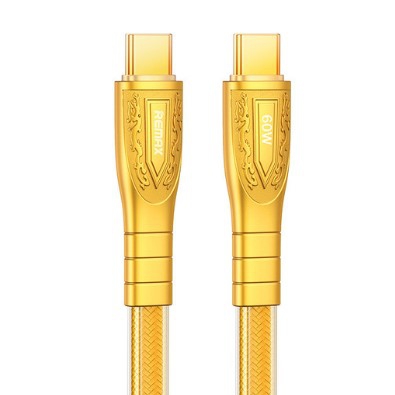 კაბელი Remax RC-C166 Prime Series Type-C To Type-C 60 W Fast Charging Data 1.2m Cable Gold
