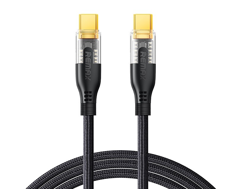 კაბელი Remax RC-C170 C-C Explore Series Gen2 Type-C To Type-C 60 W Cyberpunk PD Fast Charging Data Cable 1.2m Black