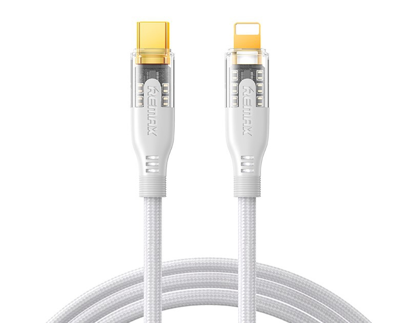 კაბელი Remax RC-C171 C-L Explore Series Gen2 Lightning To Type-C 30 W Cyberpunk PD Fast Charging Data Cable 1.2m White