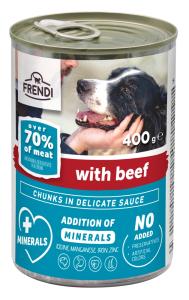 FRENDI, სველი საკვები ზრდასრული ძაღლებისთვის საქონლის ხორცით, 0.4 კგ