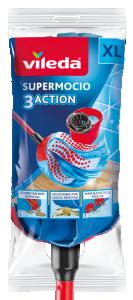 Vileda supermocio, იატაკის საწმენდი ჯოხის სათადარიგო ტილო, 3 მოქმედება.