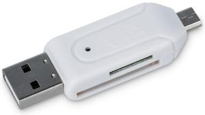 ბარათის წამკითხველი Forever microSD and SD card reader USB + micro USB White