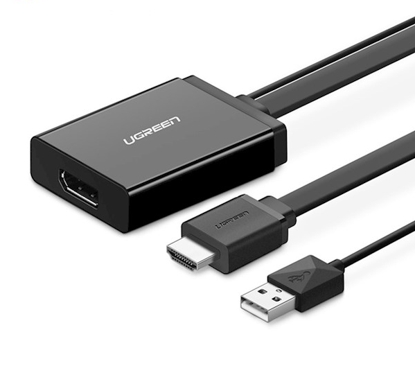 ვიდეო და აუდიო ადაპტერი Ugreen MM107 HDMI to DP Converter 50cm Cable Black + USB for Power