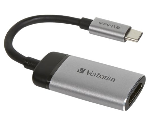ვიდეო და აუდიო ადაპტერი Verbatim 49143 USB Type-C to HDMI Adapter Silver