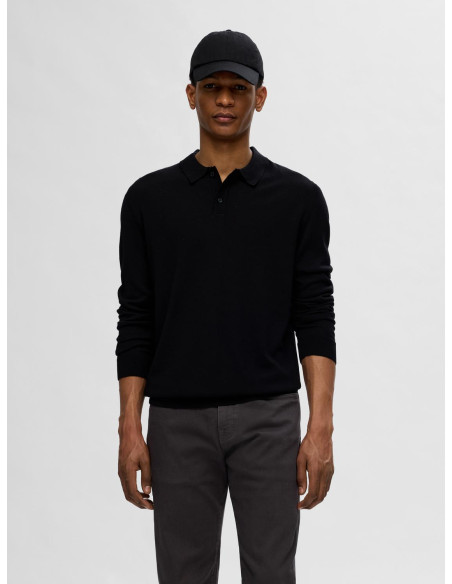 კაცის სვიტერი SELECTED HOMME - SLHTRAY LS KNIT MERINO POLO NOOS