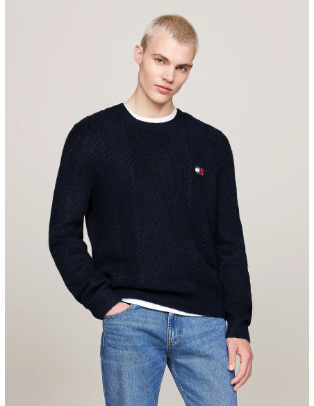 კაცის სვიტერი Tommy Jeans - TJM SLIM CABLE KNIT CNECK