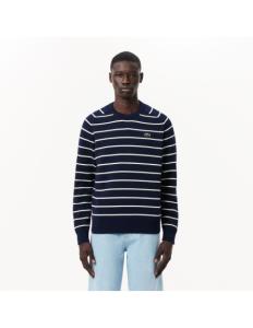კაცის სვიტერი Lacoste - Striped 3D Knit Cotton Crew Neck Sweater