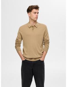 კაცის სვიტერი SELECTED HOMME - SLHTRAY LS KNIT MERINO POLO NOOS