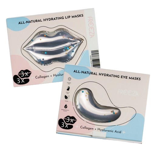Freeza All-Natural Hyaluronic Acid & Collagen თვალის & ტუჩის ნიღაბი Stars, 3 წყვილი