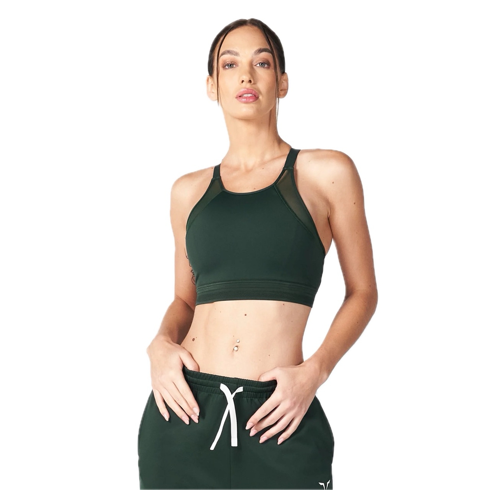 SQUATWOLF, WOMAN, სპორტული ტოპი, ზომა - Small, Core High Support Y Black Bra - Pine Grove