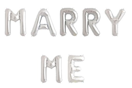 ფოლგირებული ბუშტი, Marry Me, ვერცხლისფერი, 43.18 სმ, 7 ც.