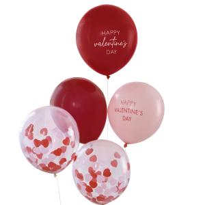 Ginger Ray, ლატექსის ბუშტების ნაკრები, Happy Valentine's Day, 5 ც.