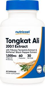 Nutricost, Tongkat Ali 200:1 Capsules, 60 კაფსულა