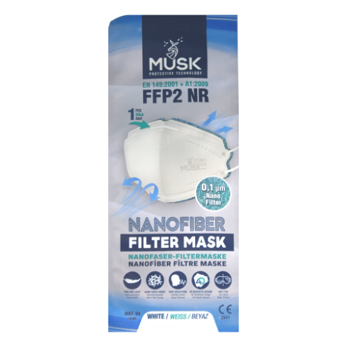 ნიღაბი /პირბადე/ FFP2 თეთრი 5 შრიანი