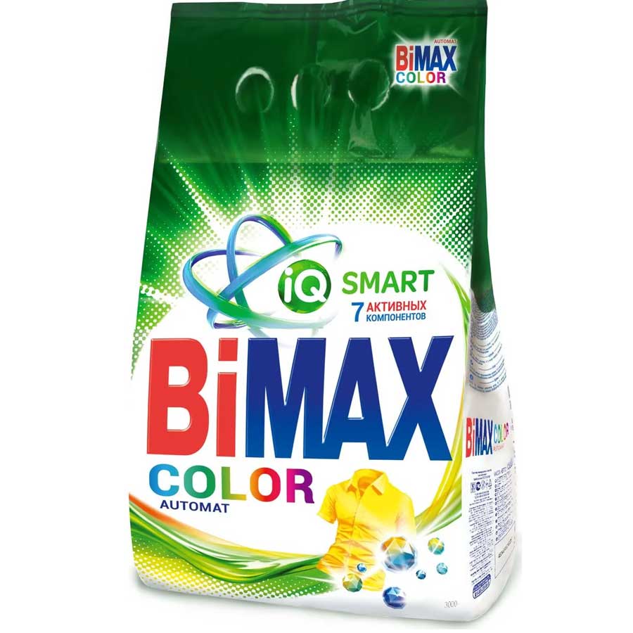 BIMAX უნივერსალური სარეცხი ფხვნილი ავტომატური რეცხვისთვის 3 კგ (ბიმაქსი)