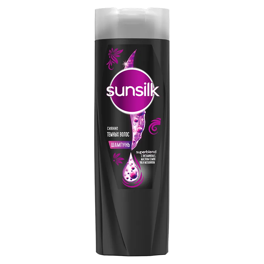 SUNSILK შამპუნი შავი თმის ბზინვარებისთვის 200 მლ. (სანსილკი)