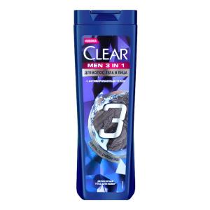 CLEAR მამაკაცის თმის შამპუნი სამი ერთში 380 მლ (ქლიარი)